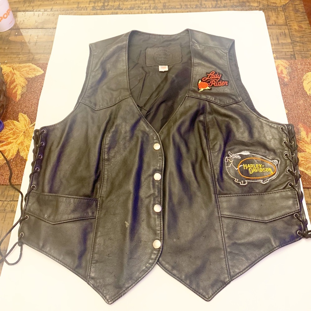 womens biker leather vest